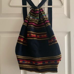 Boho tribal woven backpack